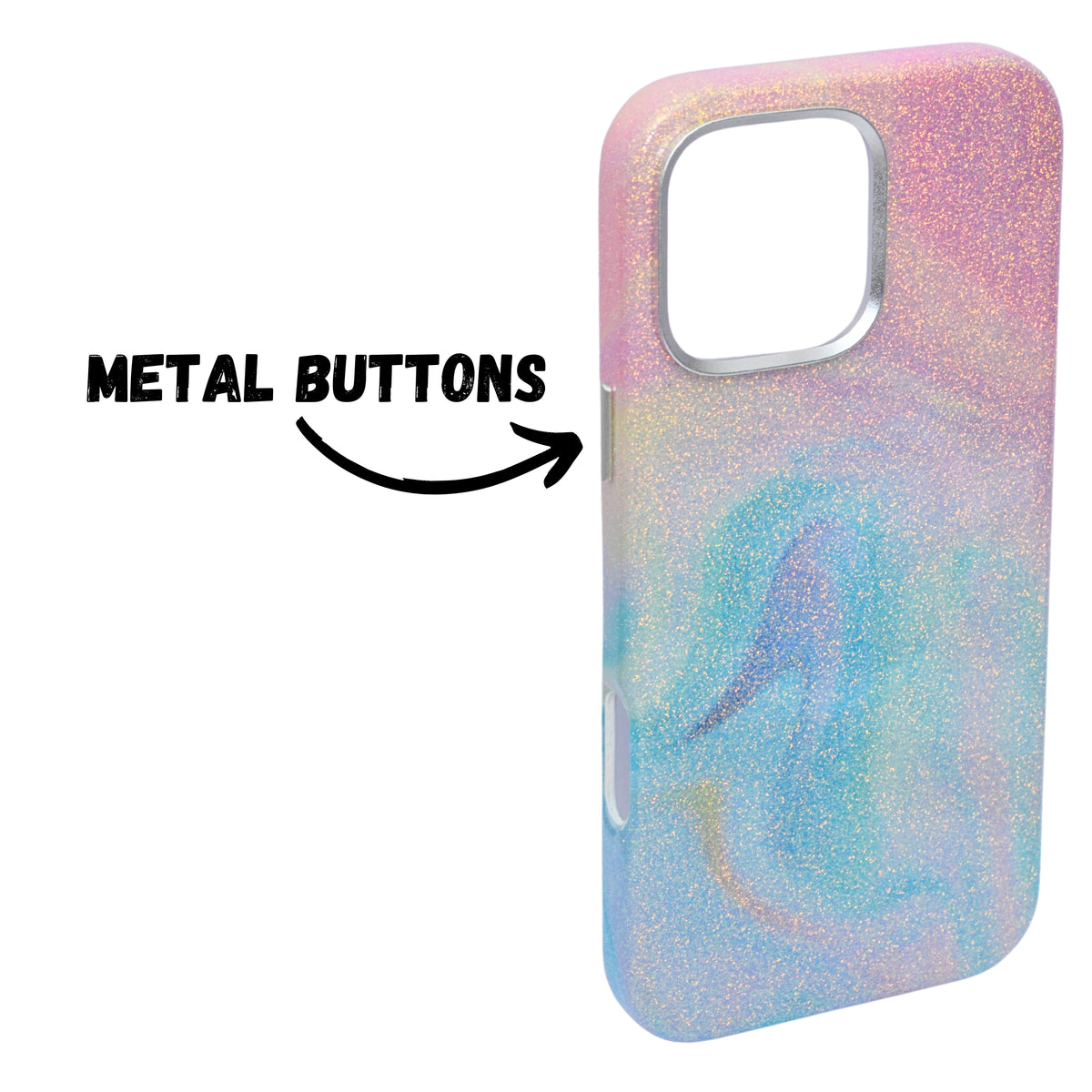 Glitter Marble Rainbow Case with Sparkle Finish Cover For iPhone 16 Pro Max