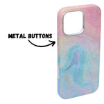 Glitter Marble Rainbow Case with Sparkle Finish Cover For iPhone 16 Pro Max