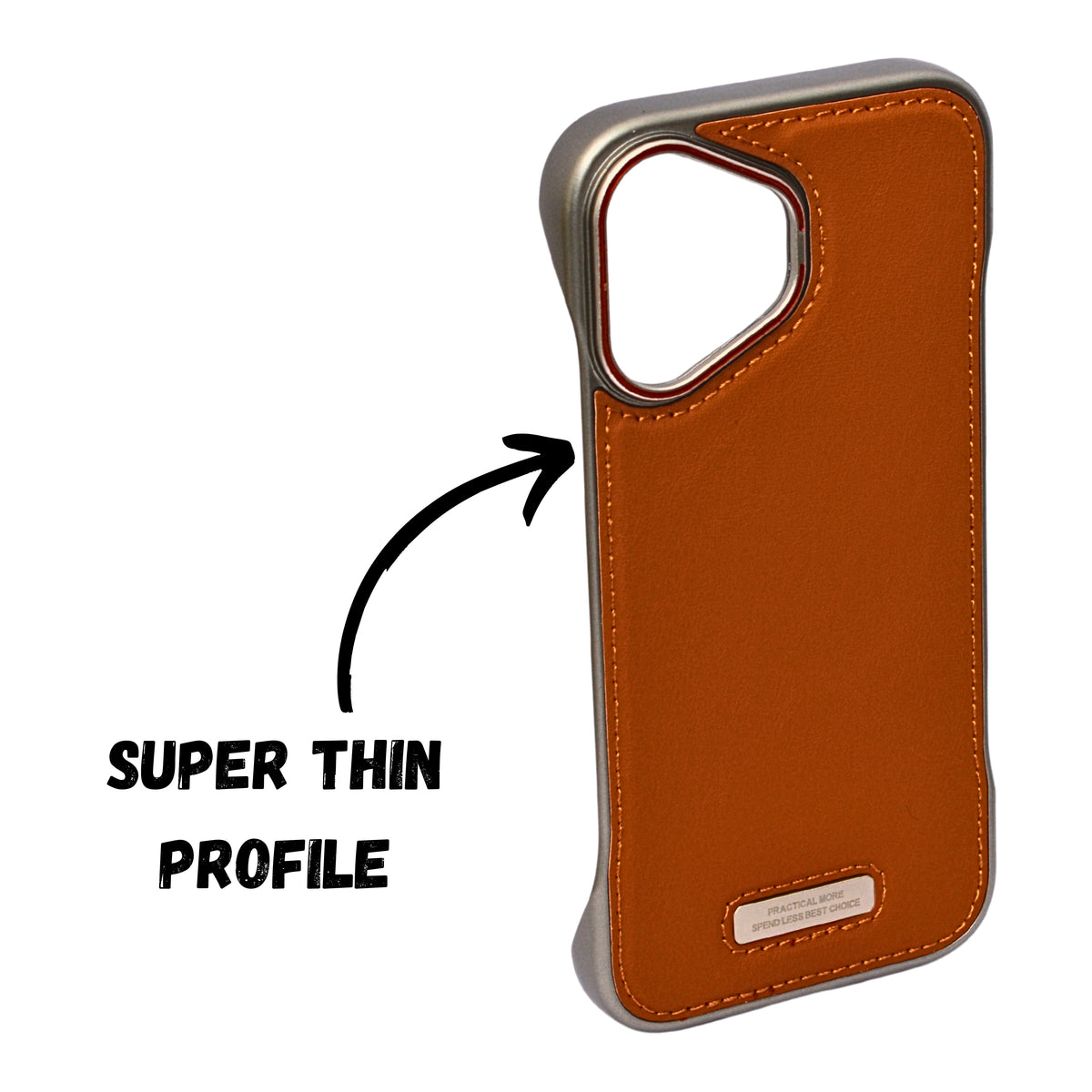 Premium Leather Finish with Metal Base Phone Case for iPhone 16 Plus