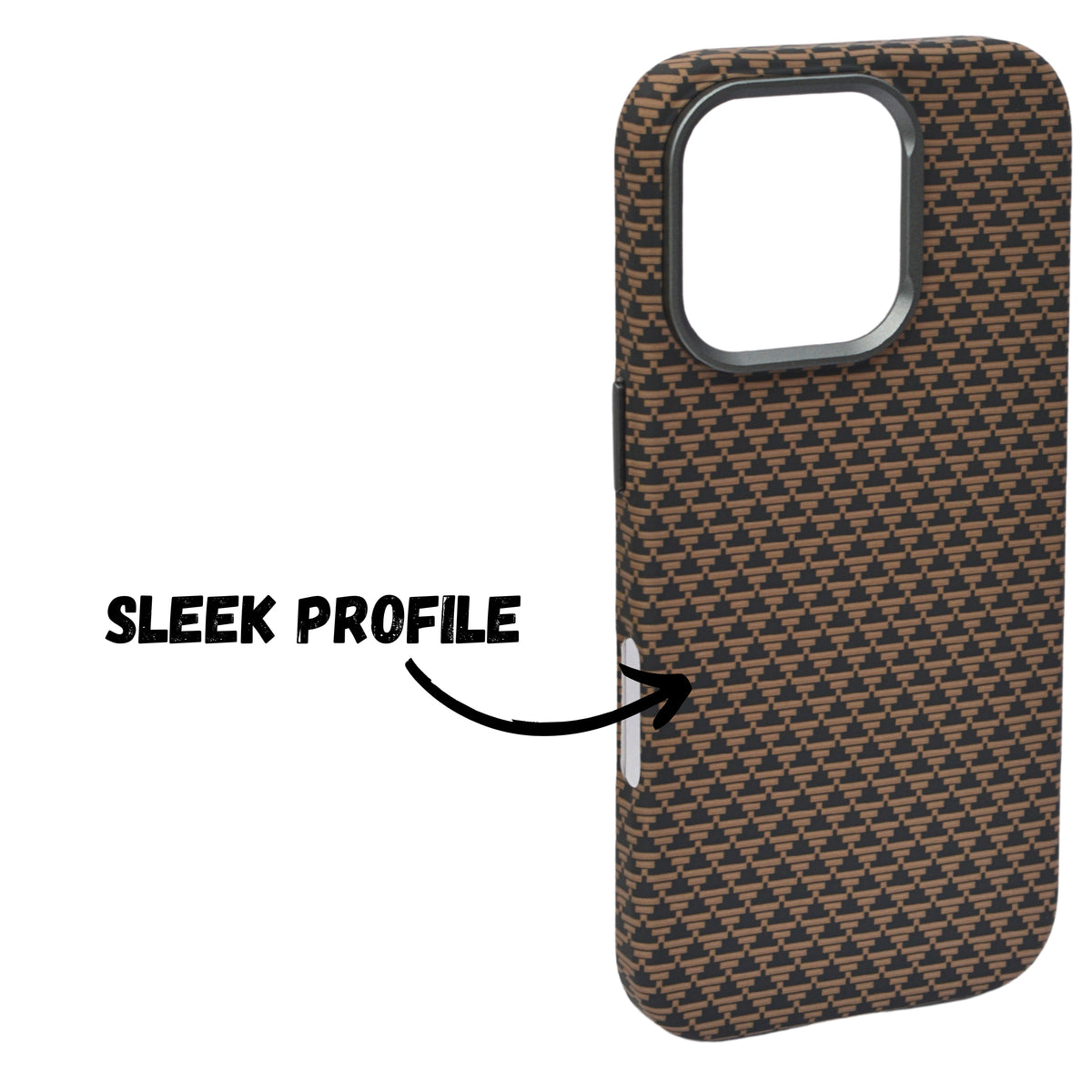 Geometric Carbon Fiber Texture with Metal Camera Frame Phone Case for iPhone 16 Pro