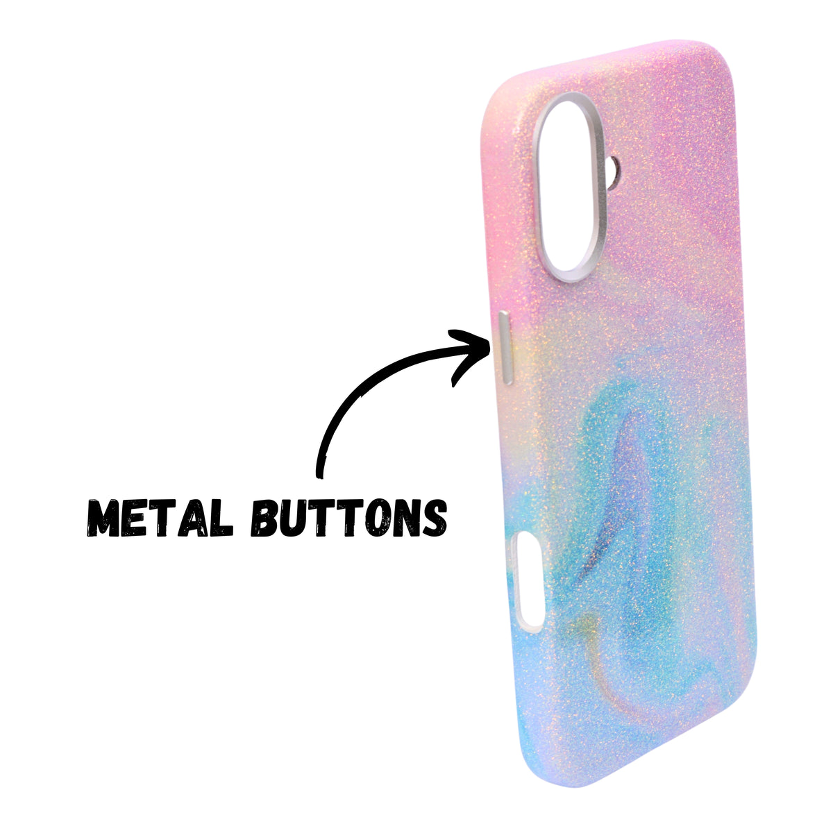 Glitter Marble Rainbow Case with Sparkle Finish Cover For iPhone 16