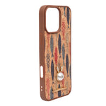 Bohemian Ethnic Print Cork Texture with Pearl Detail Phone Case for iPhone 16 Pro Max