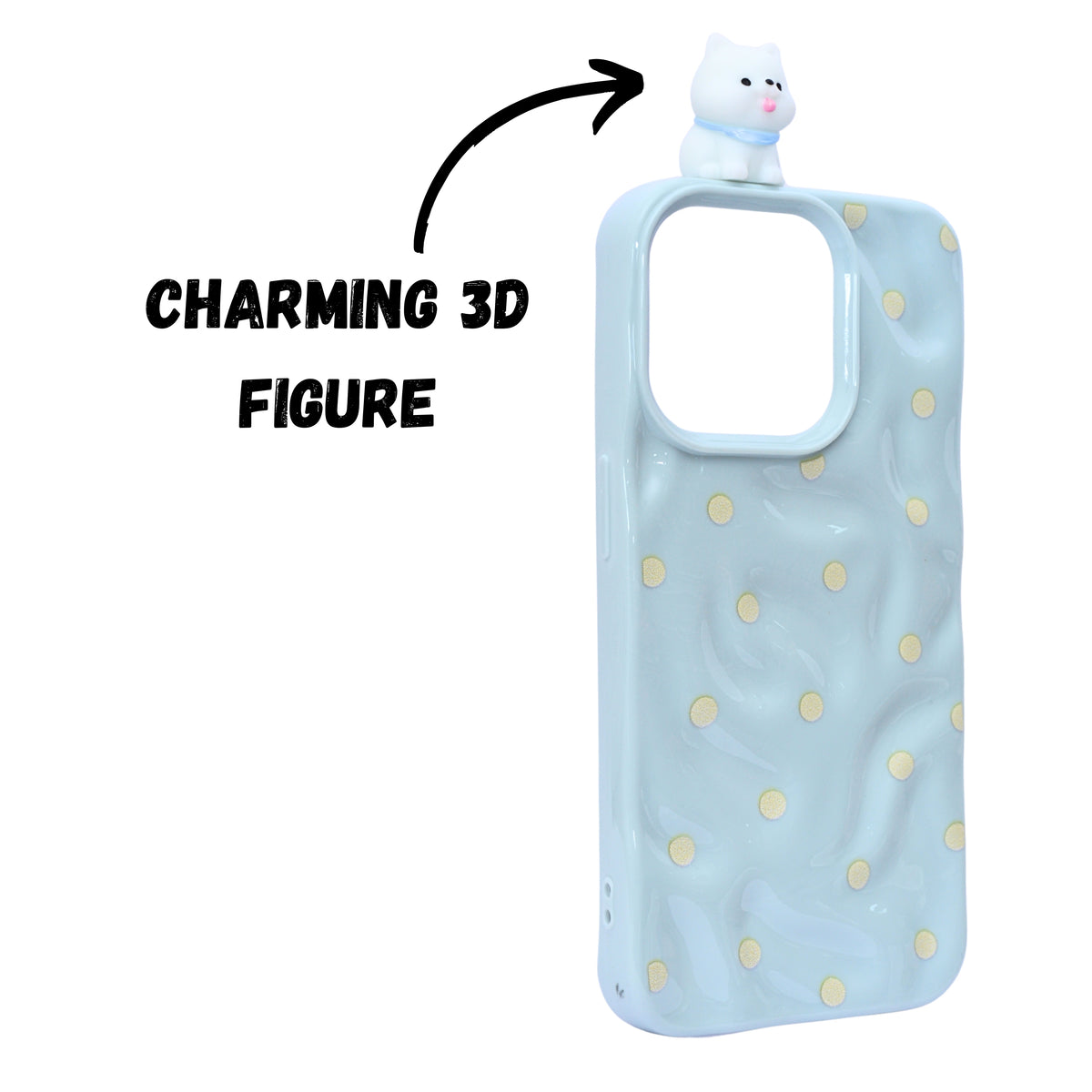 3D Cartoon Character with Polka Dots Soft Phone Case for iPhone 15 Pro Max