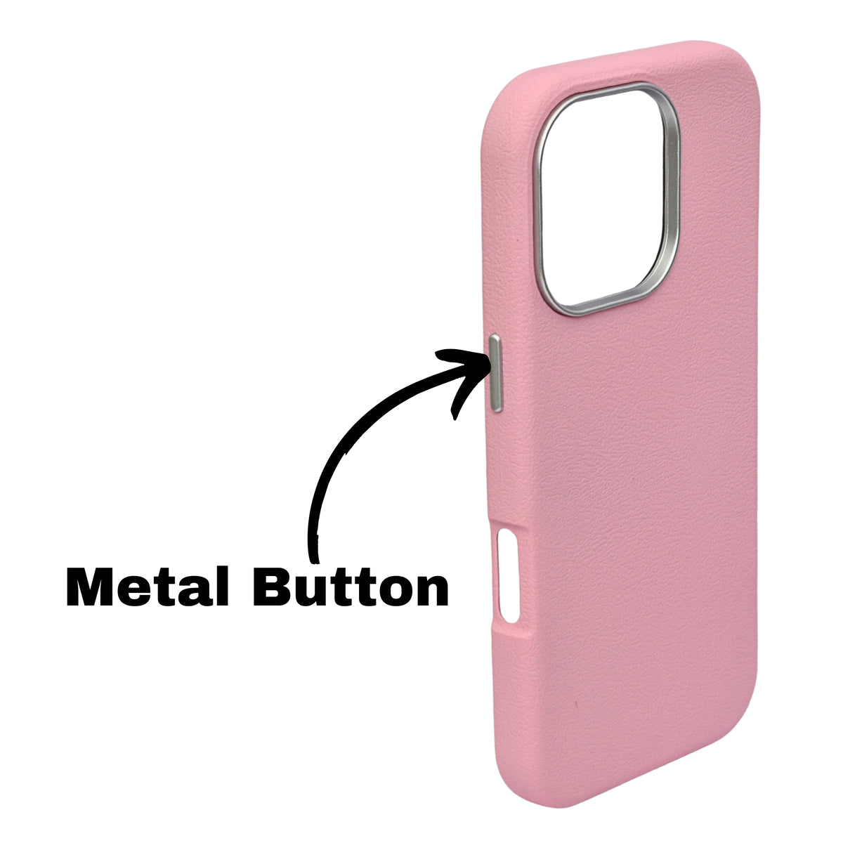 Premium PU Leather with Metal Camera Frame Phone Case for iPhone 16 Pro