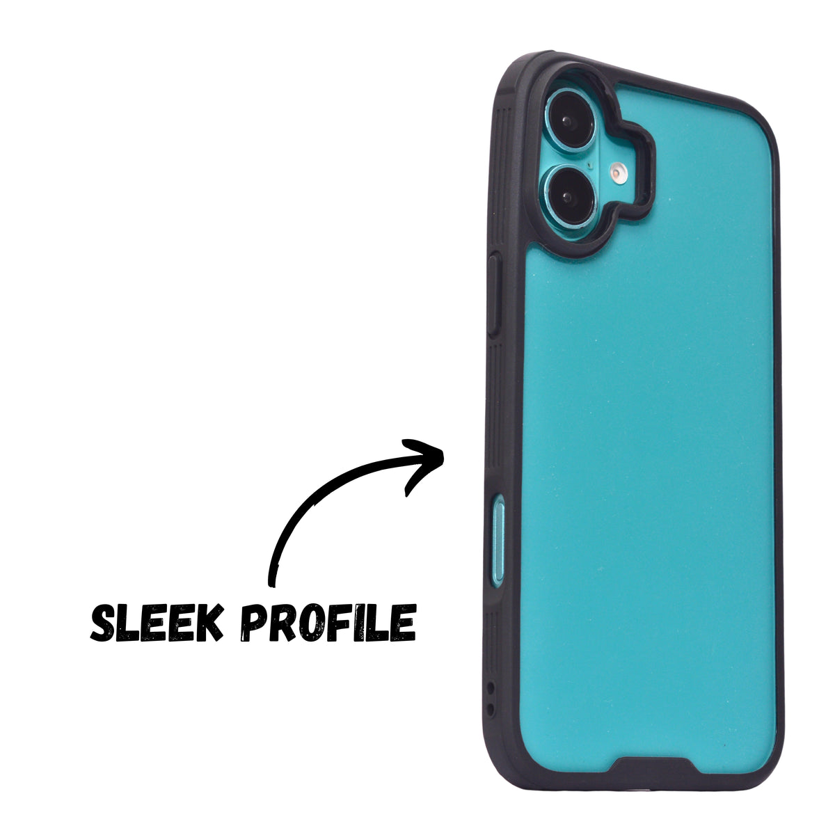 Crystal Clear with Black Edges Phone Case for iPhone 16 Plus
