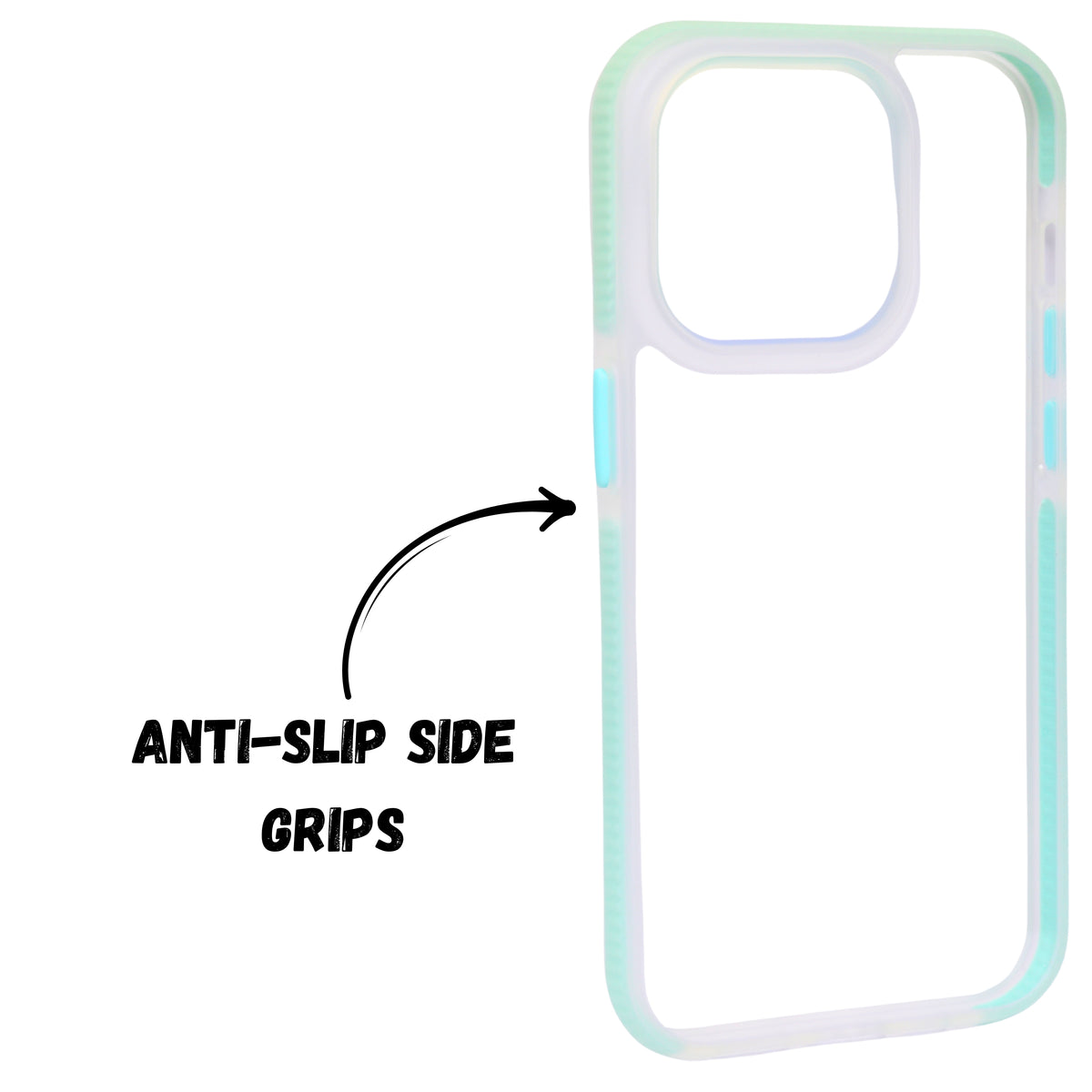 Transparent Hard Back Case with Colored Side Grip Phone Case For iPhone 14 Pro
