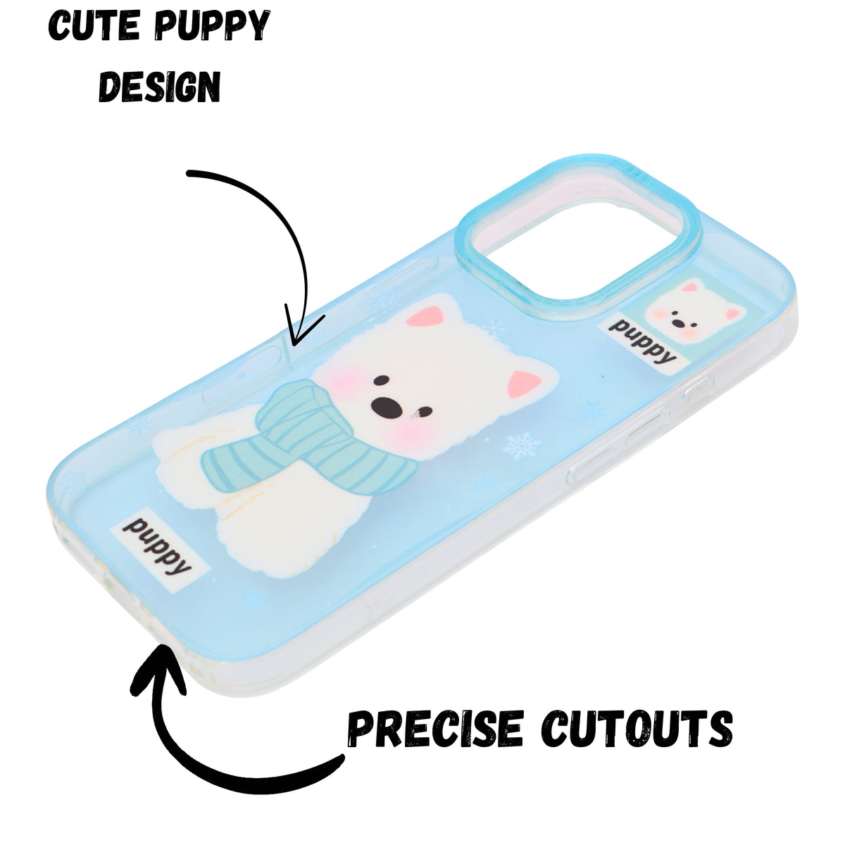 Fluffy Puppy Phone Case with Matching Wrist Strap Charm for iPhone 16 Pro