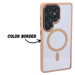Transparent Hard Shell MagSafe with Colour Border Phone Case for Samsung S25 Ultra