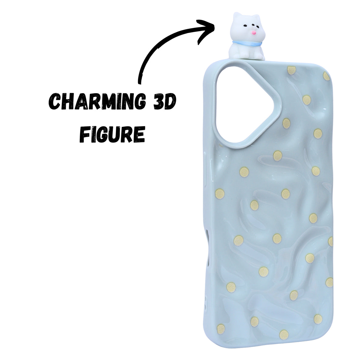 3D Cartoon Character with Polka Dots Soft Phone Case for iPhone 16 Plus