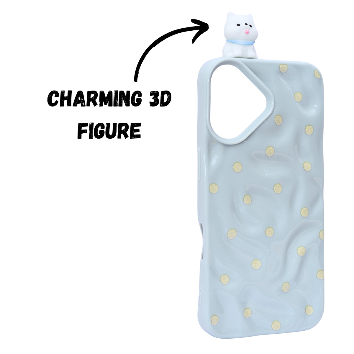 3D Cartoon Character with Polka Dots Soft Phone Case for iPhone 16 Plus