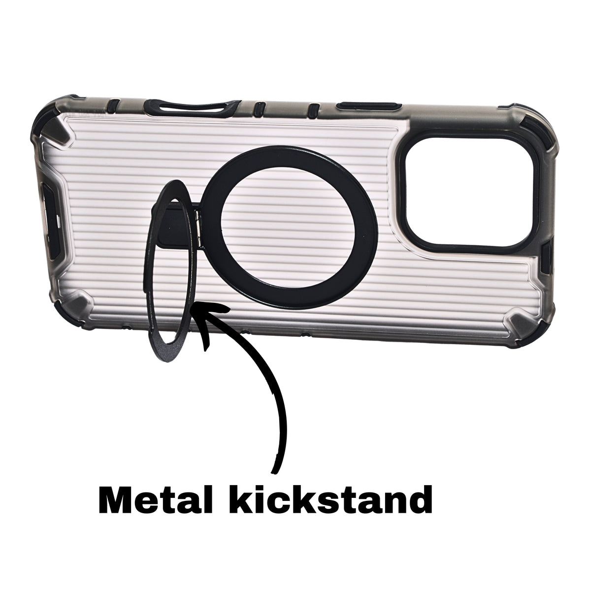 Frosted Corrugated Texture 360° Rotating MagSafe Kickstand Phone Case for iPhone 16 Pro