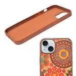 Bohemian Ethnic Print Cork Texture with Pearl Detail Phone Case for iPhone 14 Plus / 15 Plus