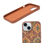 Bohemian Ethnic Print Cork Texture with Pearl Detail Phone Case for iPhone 15