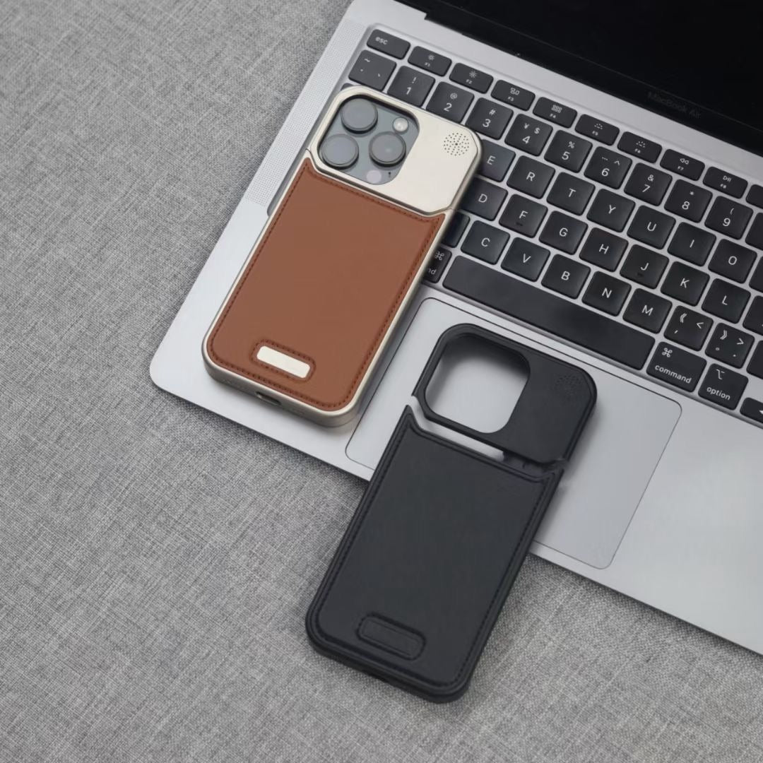 Metal Series Magsafe Leather Case With Titanium Frame