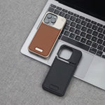 Metal Series Magsafe Leather Case With Titanium Frame