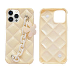 Luxury Quilted Soft Phone Case with Cute Flower Chain for iPhone 12 Pro Max