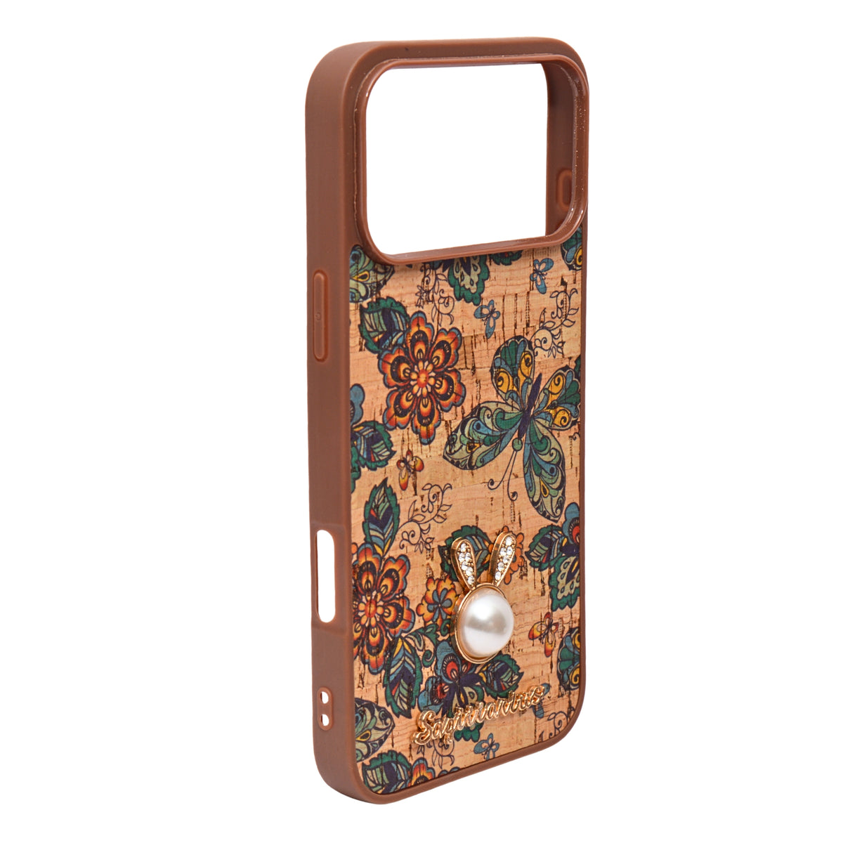 Bohemian Ethnic Print Cork Texture with Pearl Detail Phone Case for iPhone 17 Pro Max