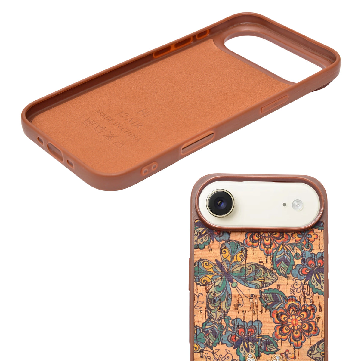 Bohemian Ethnic Print Cork Texture with Pearl Detail Phone Case for iPhone 17 Air