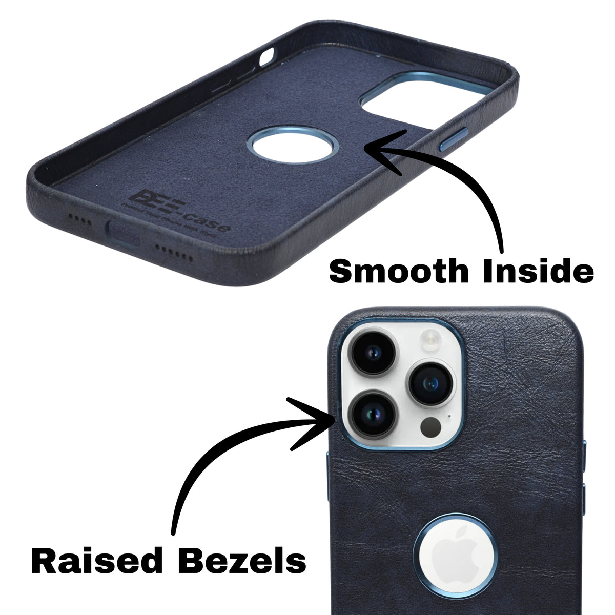 Deecase Premium Leather Finish with Metallic Logo Ring Cutout Phone Case for iPhone 14 Pro