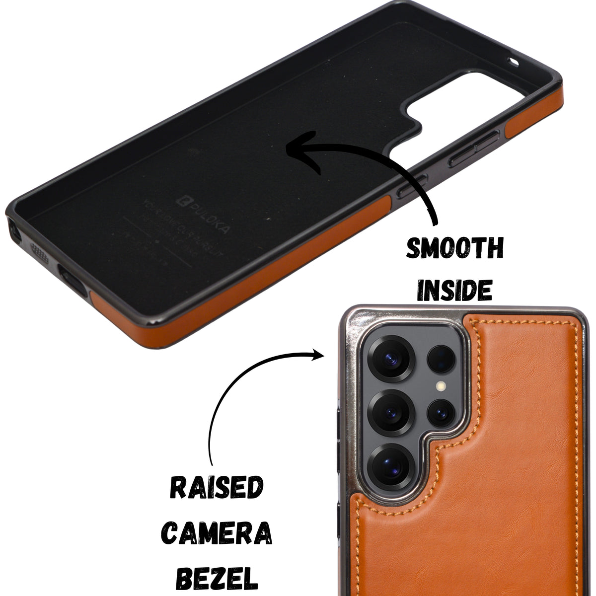Premium Leather Stitch Border Design Phone Case for Samsung S25 Ultra