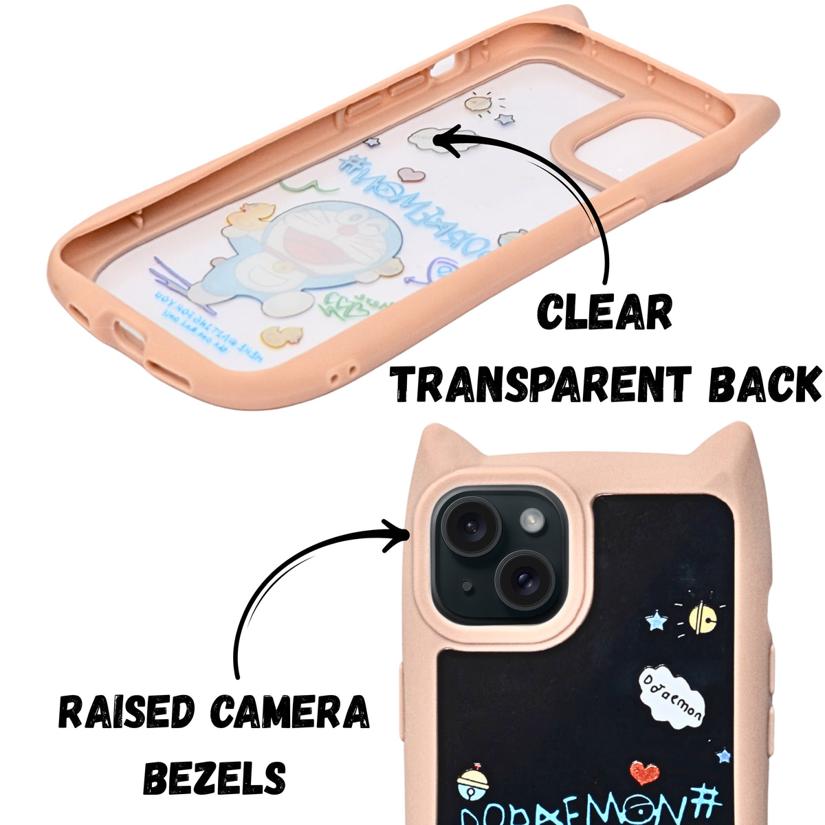 Cute Cartoon Phone Case with Cat Ears For iPhone 14Plus/15 Plus