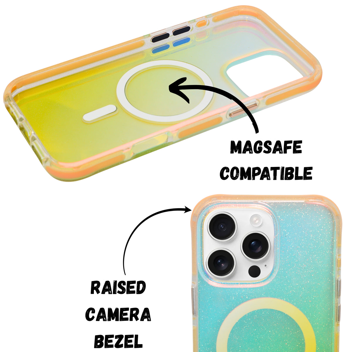 Glitter Gradient MagSafe Compatible Phone Case for iPhone 16 Pro Max