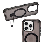 Frosted Corrugated Texture MagSafe Kickstand Phone Case for iPhone 15 Pro