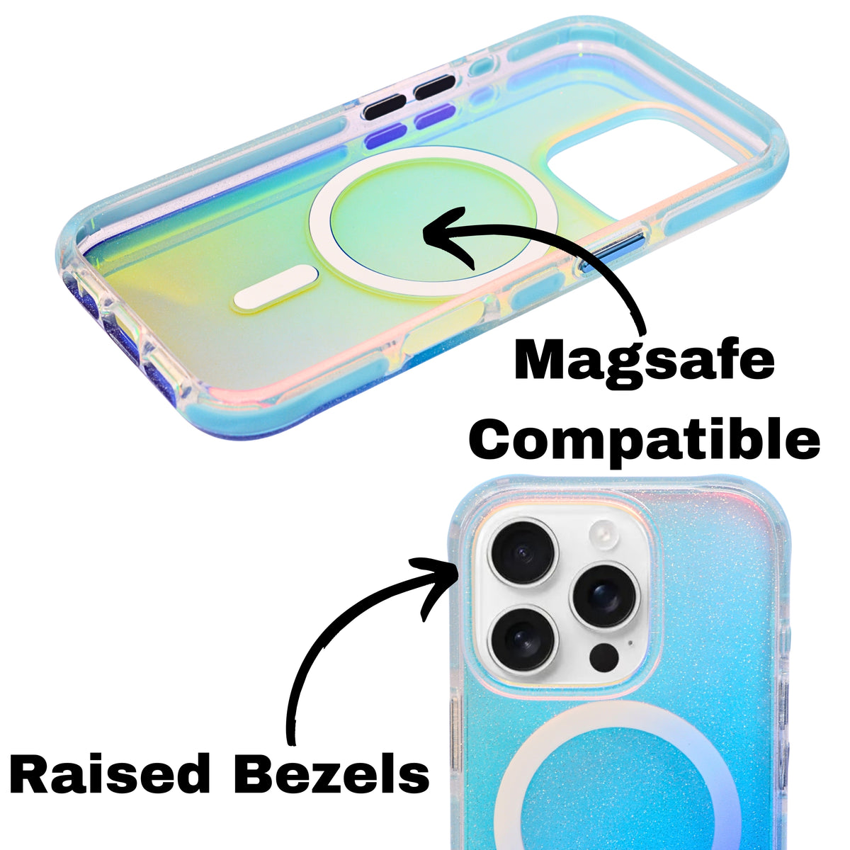 Glitter Gradient MagSafe Compatible Phone Case for iPhone 16 Pro