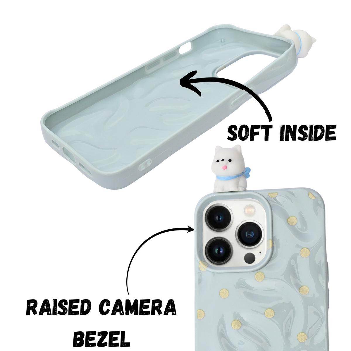 3D Cartoon Character with Polka Dots Soft Phone Case for iPhone 13 Pro