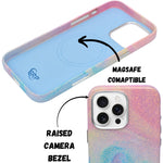 Glitter Marble Rainbow Case with Sparkle Finish Cover For iPhone 16 Pro Max