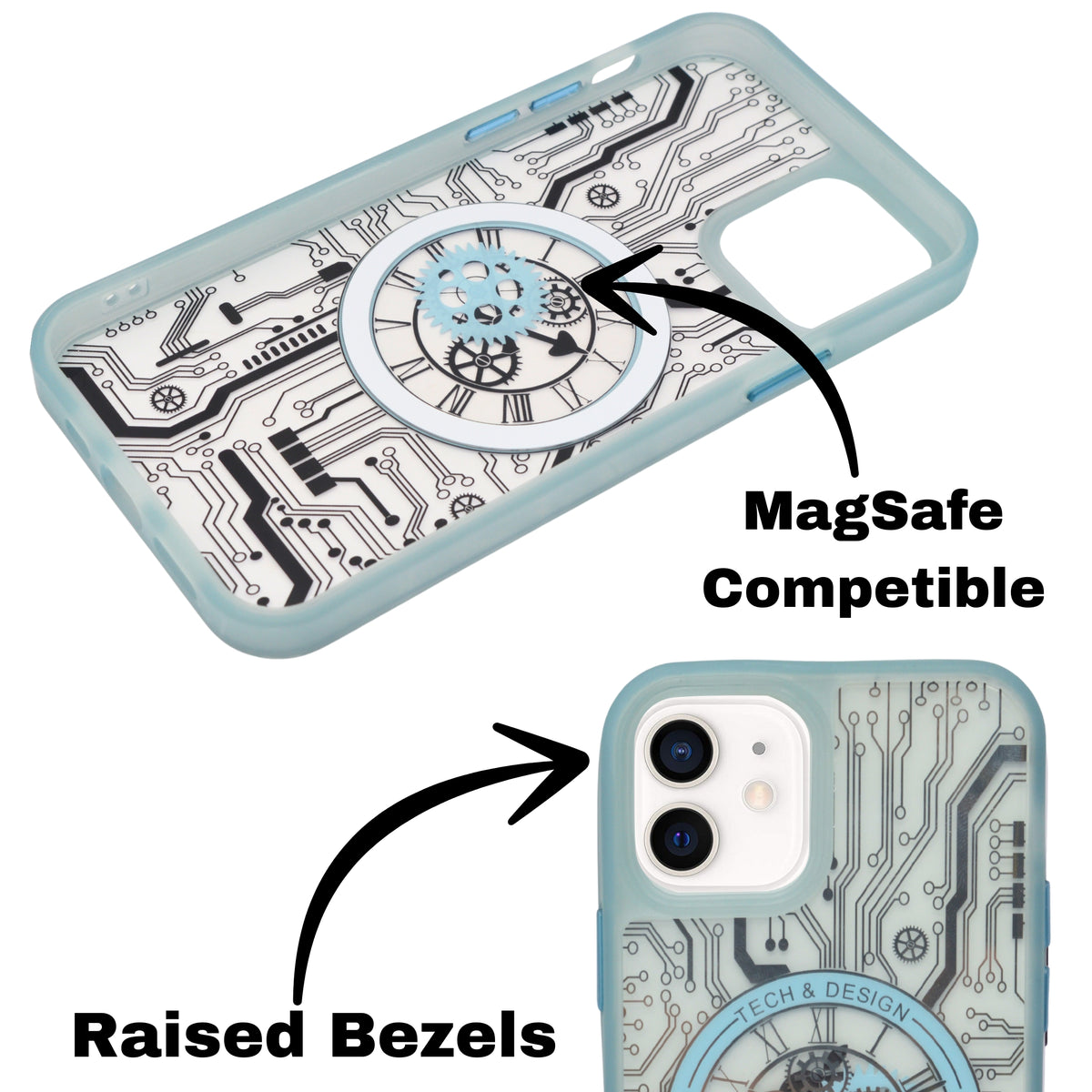 Tech Steampunk Gear Clock Design MagSafe Phone Case For iPhone 12/ 12Pro