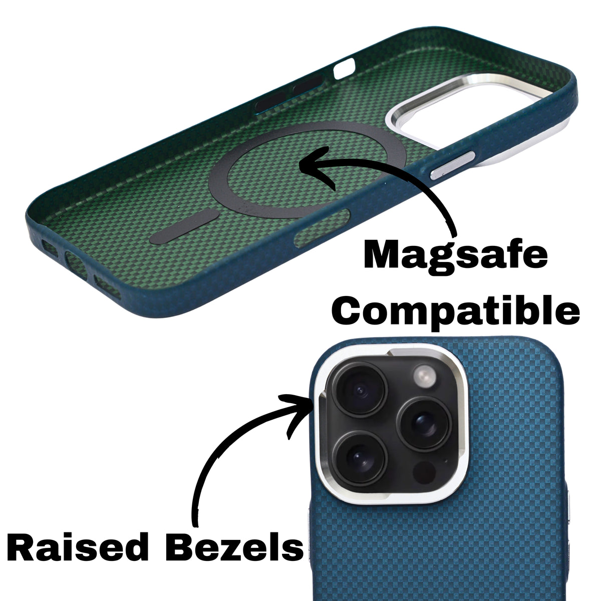 Carbon Fiber Texture MagSafe Compatible with Metal Camera Phone Case for iPhone 16 Pro Max
