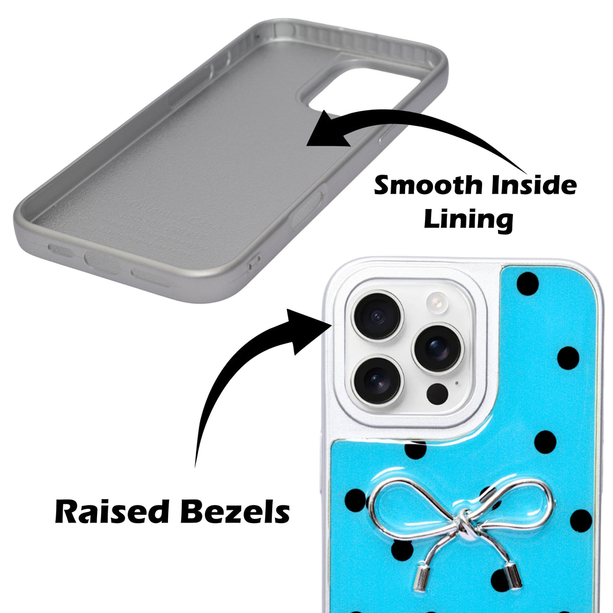 Stylish Polka Dot Bow Cover For iPhone 16 Pro Max