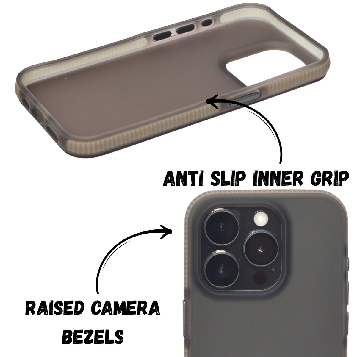Matte Transparent Frosted with Side Border Phone Case For iPhone 15 Pro