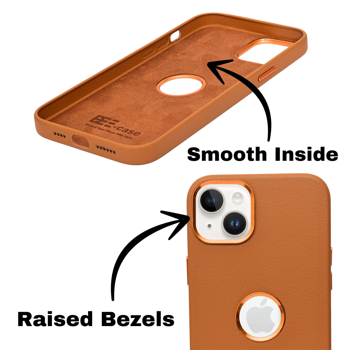 Deecase Premium Leather Finish with Metallic Logo Ring Cutout Phone Case for iPhone 14Plus/15Plus