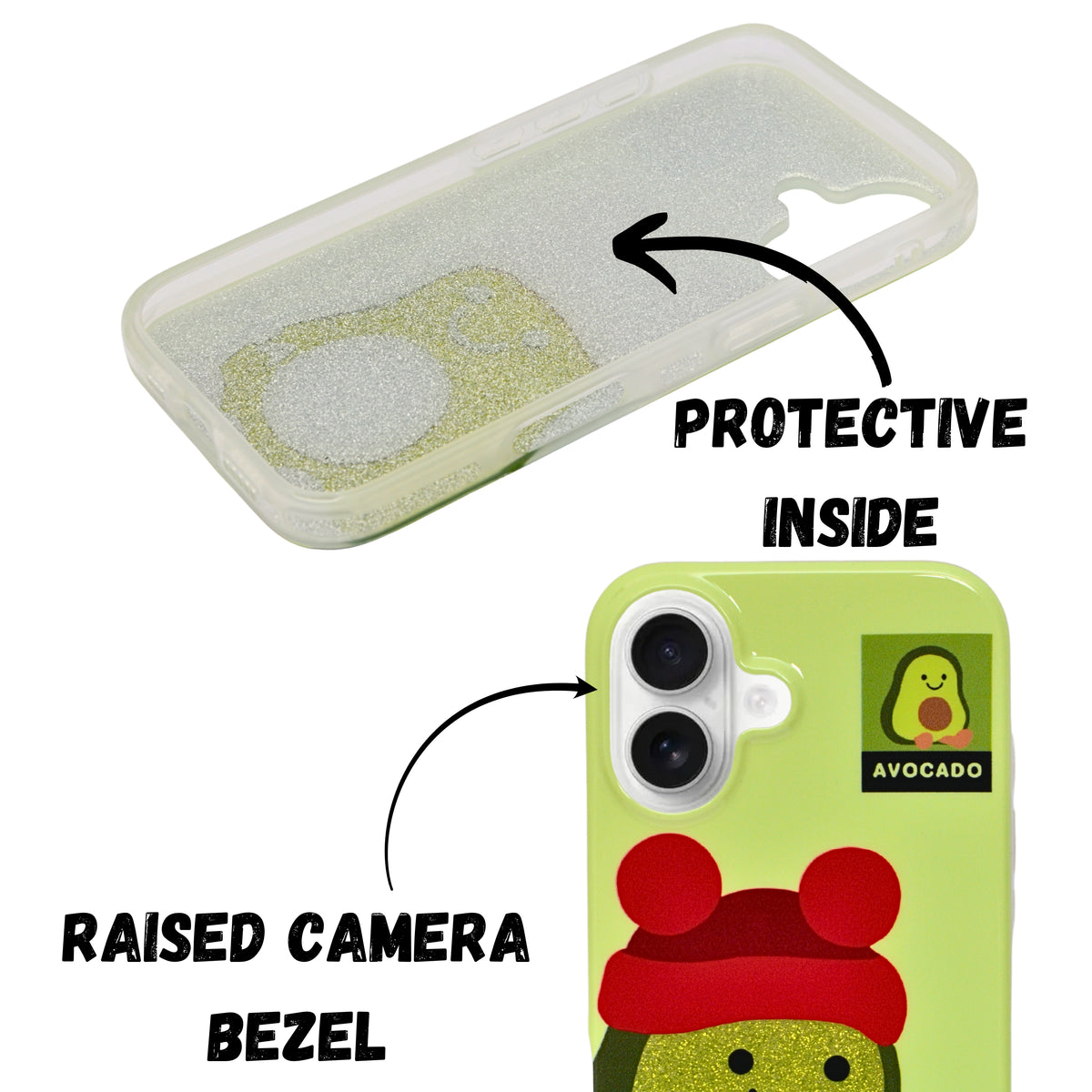 Cute Cartoon Avocado Design Soft Phone Case for iPhone 16