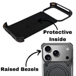 Frameless Carbon Fiber Metal Bumper Case with MagSafe Ring Stand Phone Case for iPhone 17 Pro Max