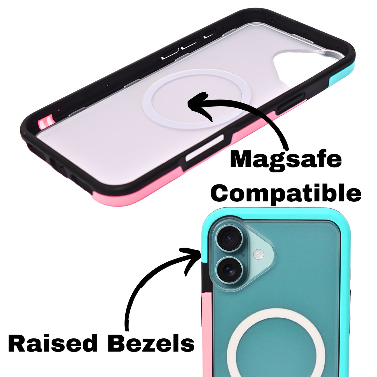 Dual Color Edge Matte Transparent MagSafe Phone Case for iPhone 16