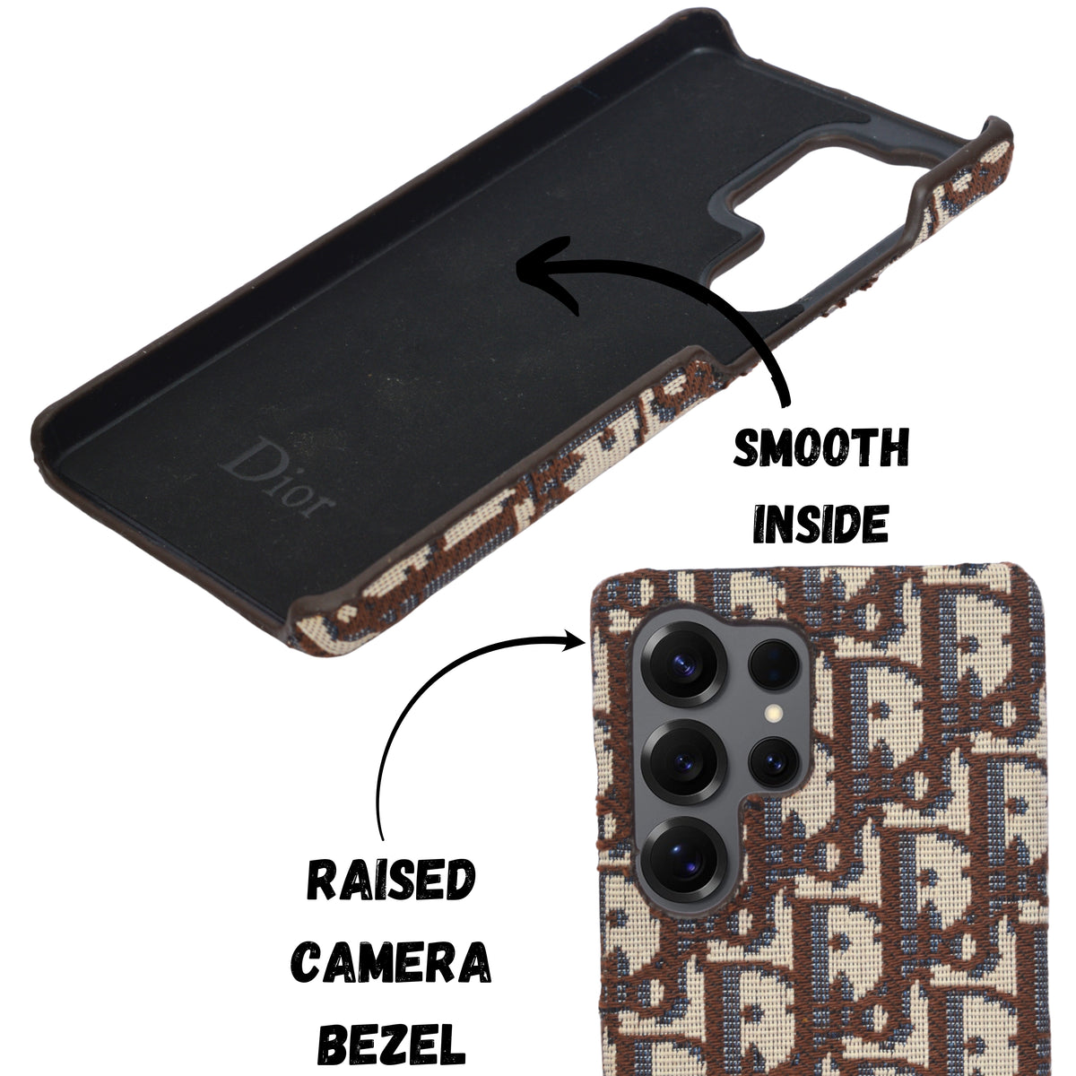 Dior Inspired Premium Fabric Pattern Phone Case for Samsung S25 Ultra