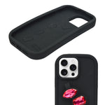 Luxury Crystal Gems with Fingers Grip Black Phone Case for iPhone 13 Pro Max / 14 Pro Max / 15 Pro Max