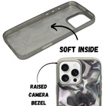 Marble Wave Glossy Water Flow Design Shockproof Cover For iPhone 16 Pro