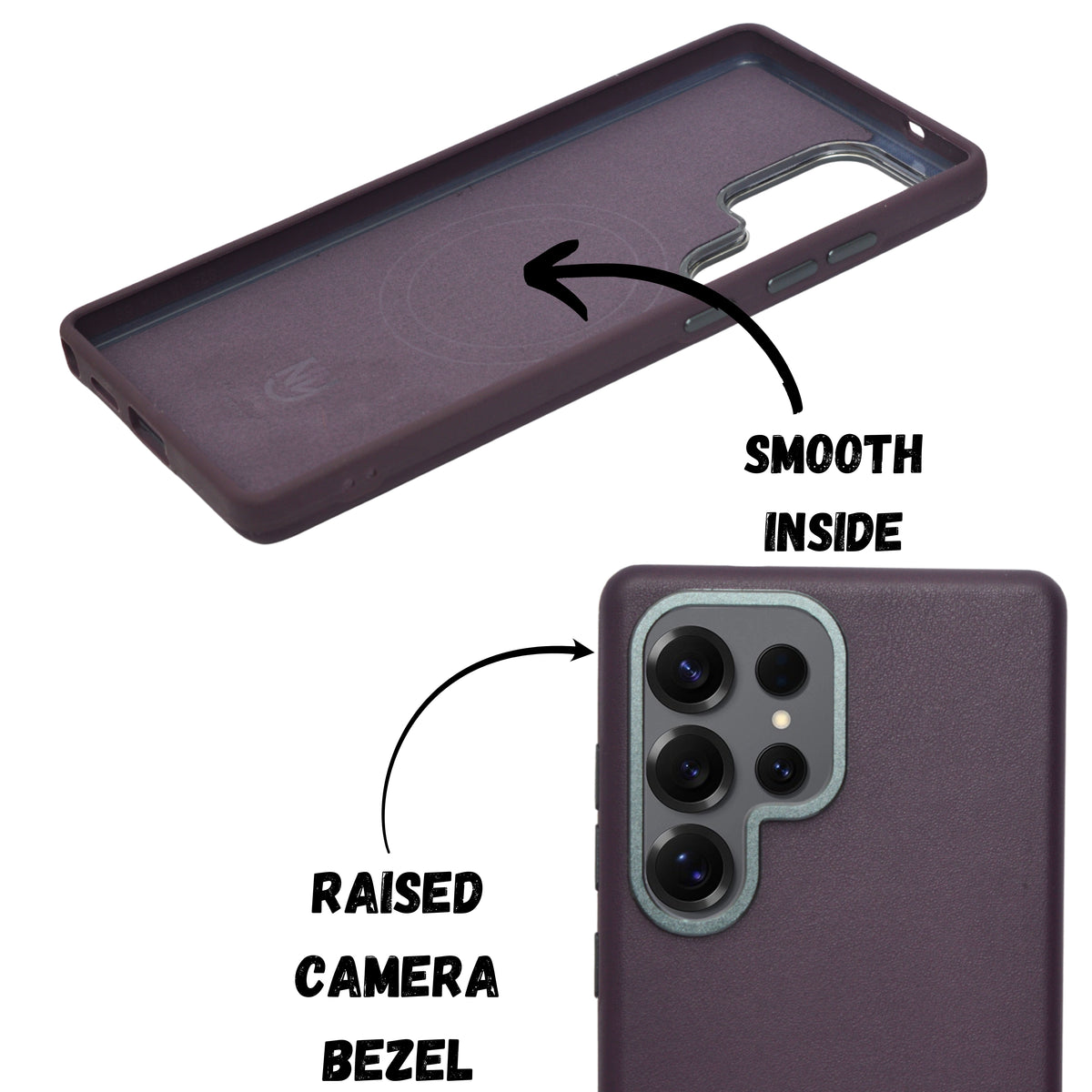Leather Texture with Metallic Camera Frame Phone Case for Samsung S25 Ultra