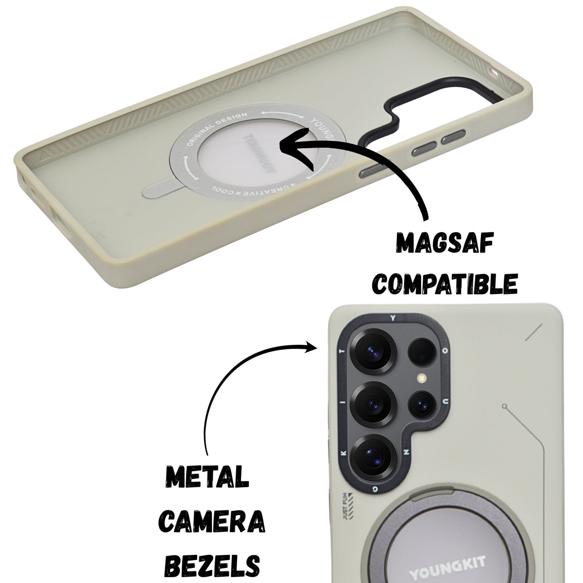 MagSafe Compatible 360° Rotatable Kickstand Hard Phone Case for Samsung S25 Ultra
