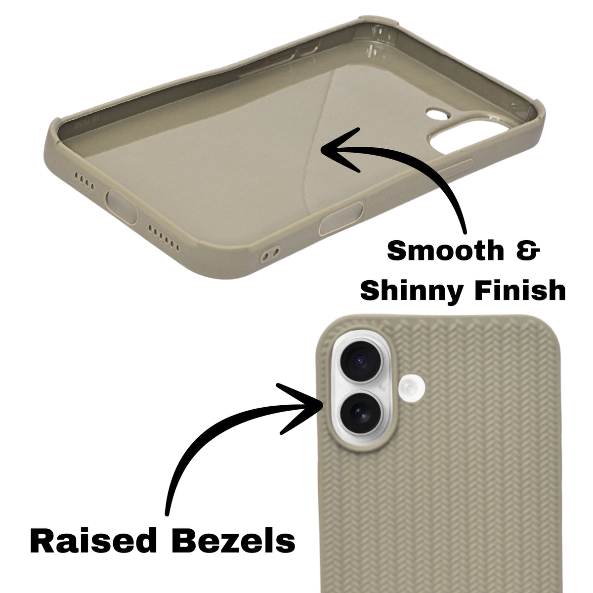 Minimal Jute Textured Matte Protective Phone Case For iPhone 16 Plus
