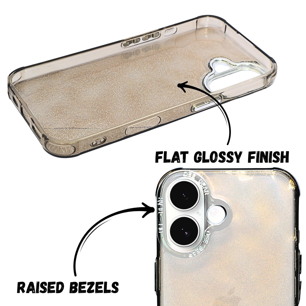 Oee Bear Glitter Transparent Phone Case For iPhone 16 Plus