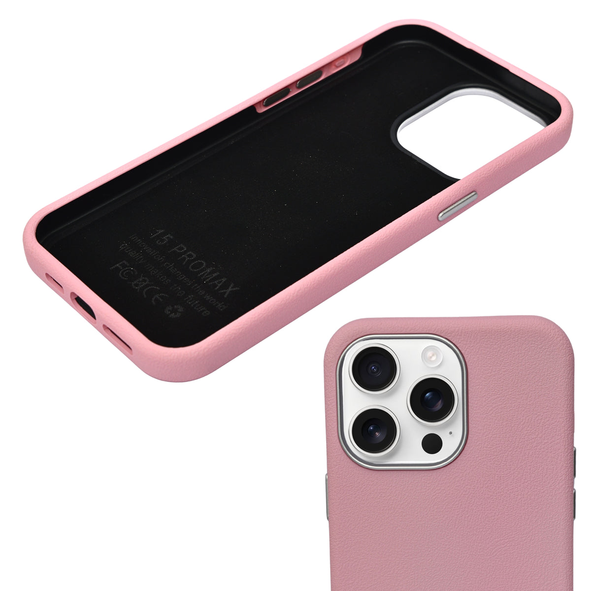 Premium PU Leather with Metal Camera Frame Phone Case for iPhone 15 Pro Max