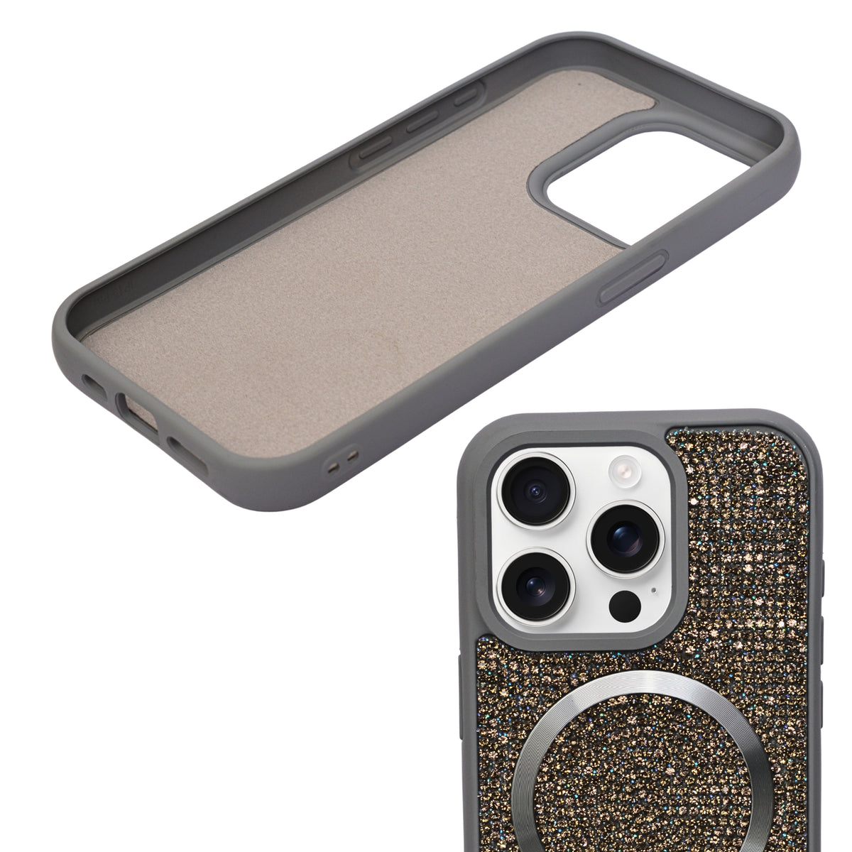 Luxury Rhinestone MagSafe Compatible Phone Case for iPhone 15 Pro