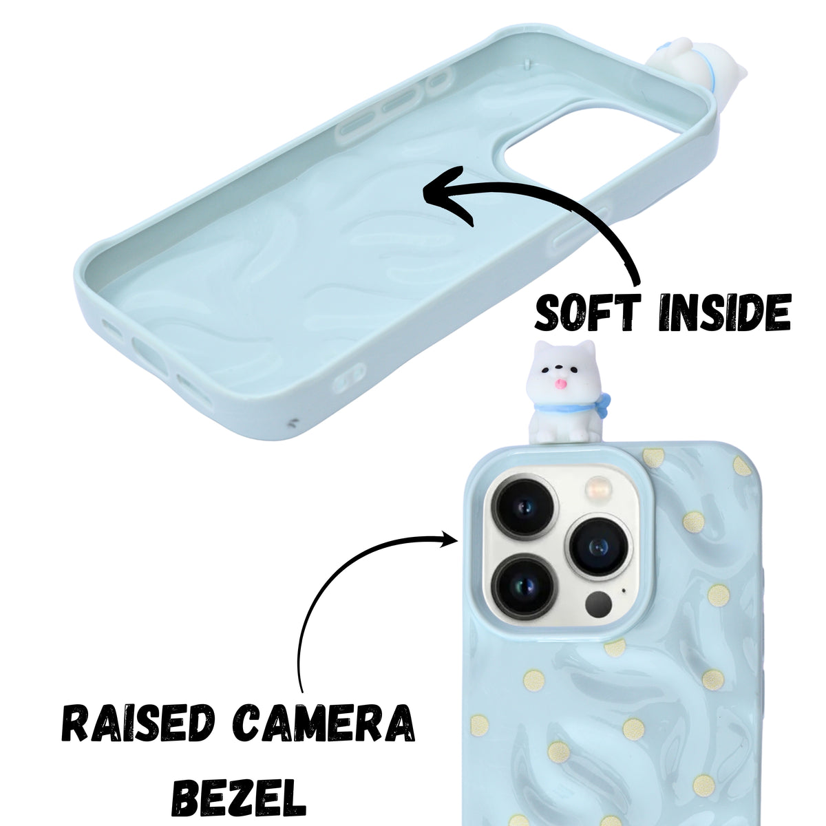 3D Cartoon Character with Polka Dots Soft Phone Case for iPhone 15 Pro Max