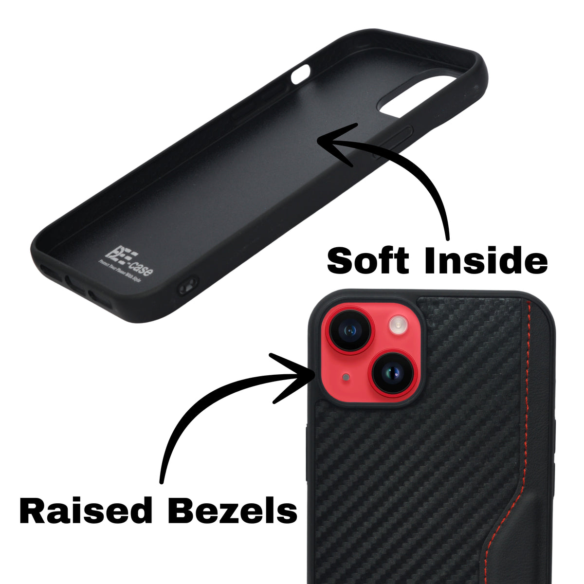 Deecase Leather Grip with Red Stitch Detailing Phone Case For iPhone 14 Plus/ 15Plus