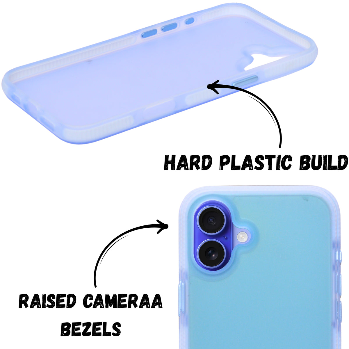 Matte Transparent Frosted with Side Border Phone Case For iPhone 16 Plus